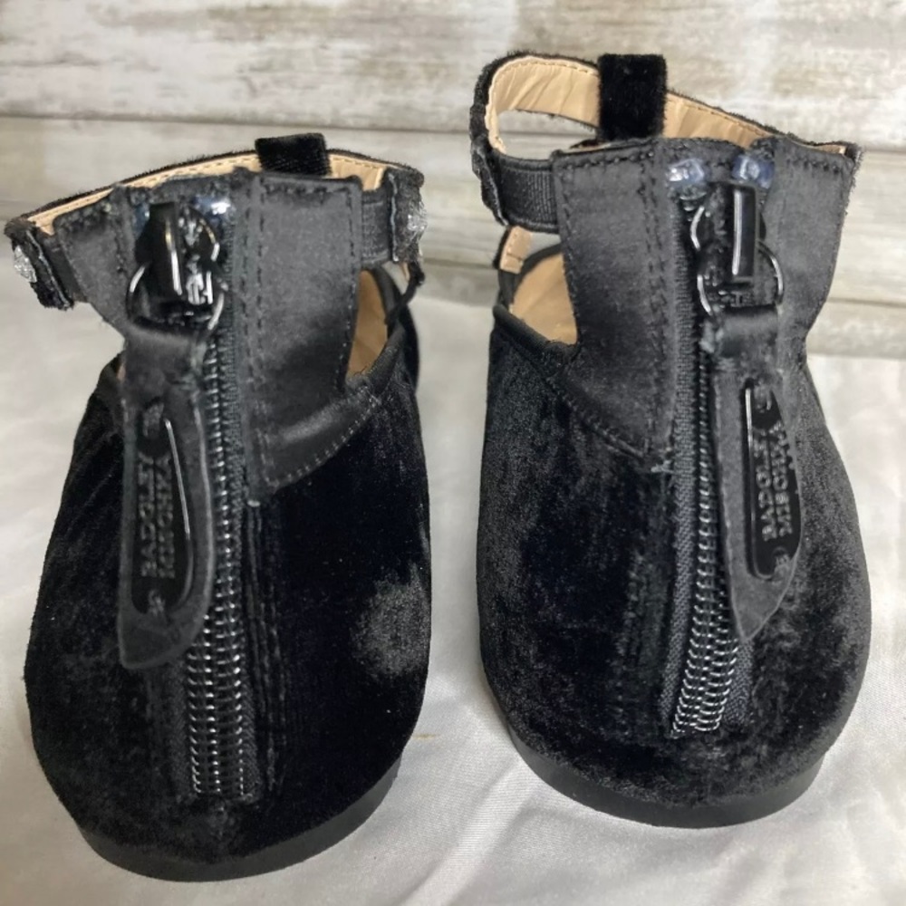 Badgley Mischka TEERA T GEM Black Velvet Jeweled Flats Ankle Straps Women’s 5 - Picture 9 of 12